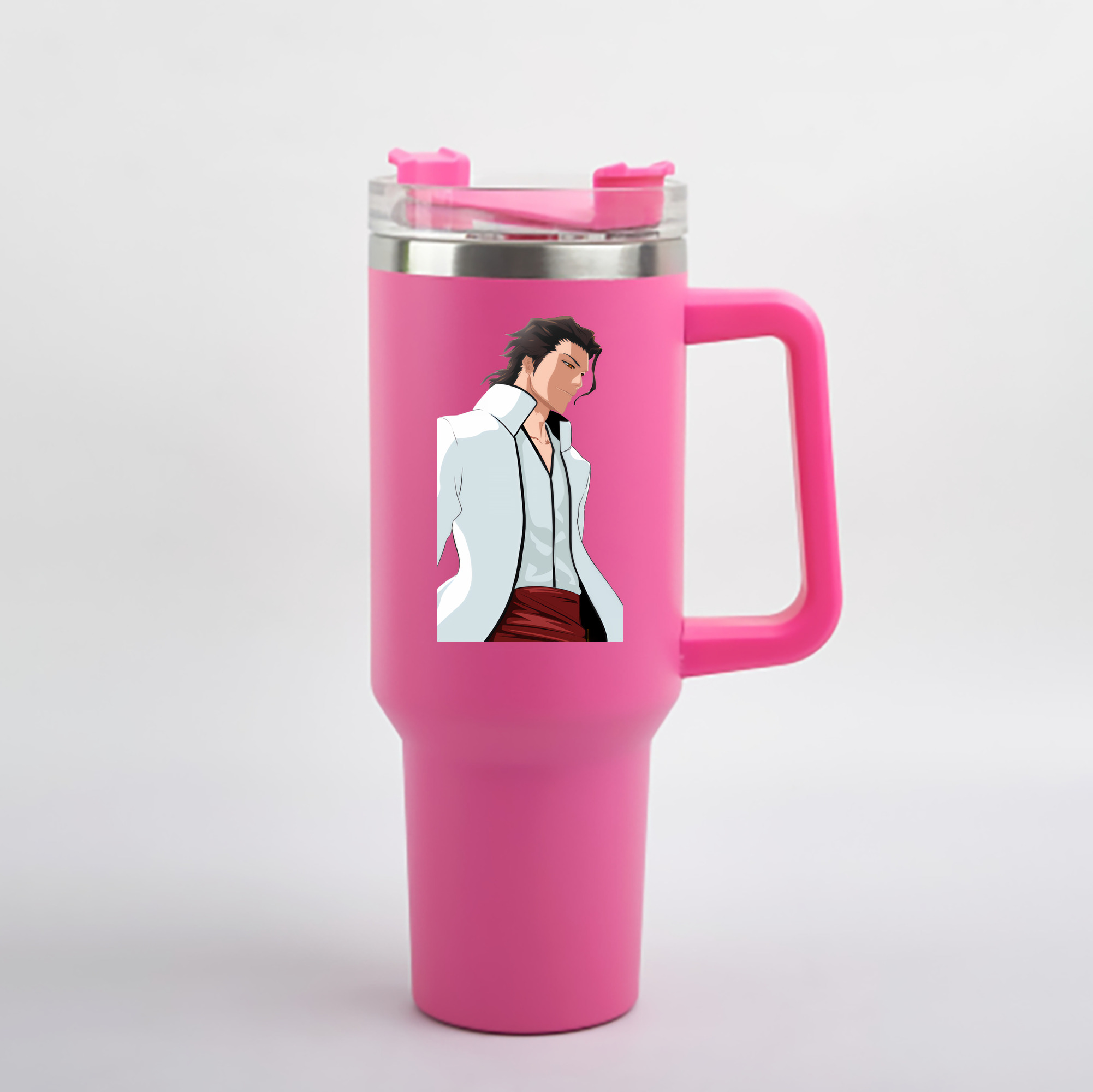 （画像用） ブリーチ 藍染 惣右介（あいぜん そうすけ） BLEACH Aizen Sousuke 1200mL車用タンブラー - クリスタルステッカー（プラスチックストロー付き）